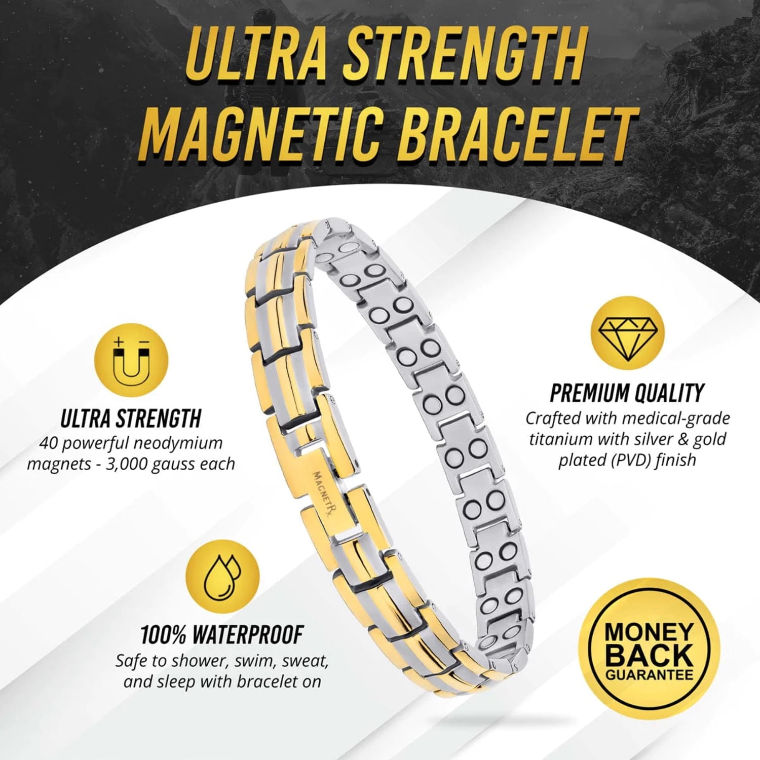 Powerful Titanium Magnetic Bracelet: 26TT: Titanium 