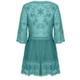 thumbnail image 3 of Wycnly Formal Dresses for Women Beach Holiday Loose Lace Patchwork Cover Ups Mini Dresses Elbow-Length V-Neck Solid 2024 Summer Short Dress Green Free Size, 3 of 5