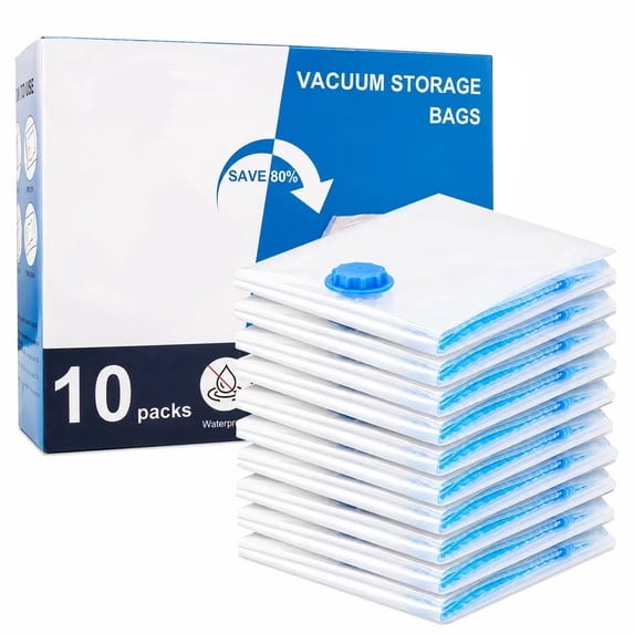 kornsurte 10-Pack Vacuum Storage Bags with Airtight Seal, Space-Saver Compression Bags for Clothes, Bedding and Pillows