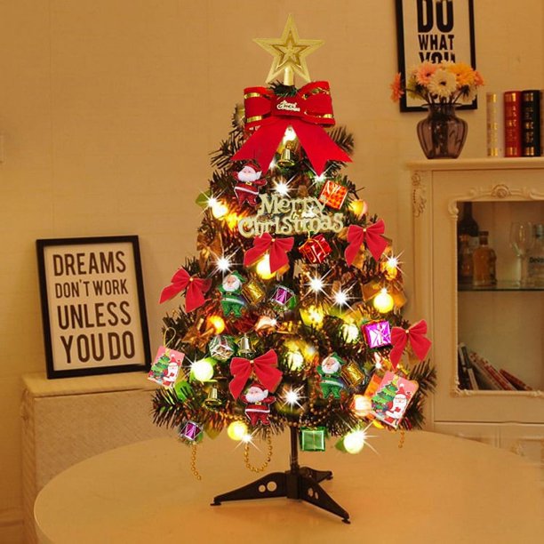 Mini árbol de Navidad de Navidad, 60 cm, 1,5 m, árbol de Navidad de escritorio con aguja de pino flocado