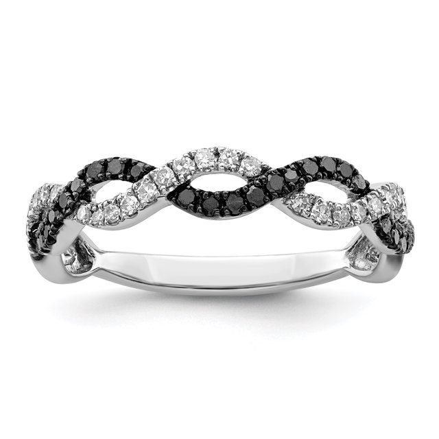 925 Sterling Silver Noir Blanc Croix Diamant Bague Nuit