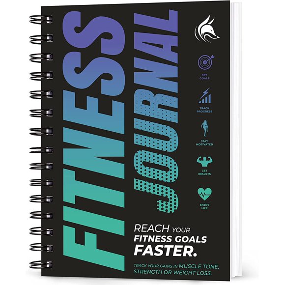 shiyou-Fitness & Workout Journal/Planner Daily Exercise Log Book to Track Your Lifts, Cardio, Body Weight Tracker \u2013 Spiral\u2013Bound, Laminated Cover, Thick Pages, A5 (Sky Blue & Navy Blue)