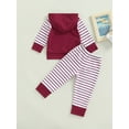 thumbnail image 4 of Franhais Kid Boy Pants Suit, Long Sleeve Hooded Neck Front Pocket Zipper Tops + Drawstring Striped Pants, 4 of 9