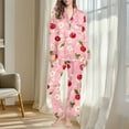 thumbnail image 4 of successthop Bow Pajamas Womens Long Sleeve Lapel Button Up Sleepwear and Pj Pant Comfortable Nightwear with Pockets Pink, 4 of 7