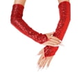 thumbnail image 4 of QTSHPN Womens Glove Long Sleeve Fingerless Sequins Reflective Details Stage Performance Party Retro Carnival Fashion Red One Size, 4 of 4