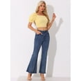 thumbnail image 4 of DARING DIVA Women's Summer Puff Sleeve Smocked Crop Gingham Blouses S Yellow, 4 of 6