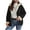 Black-M, variant on Women's full zip wool flannel solid color long sleeve autumn and winter warm coat