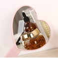 thumbnail image 3 of Espejo de mano para viajes en forma de corazón, espejo de mano cosmético con asa, color rosa, 3 of 6