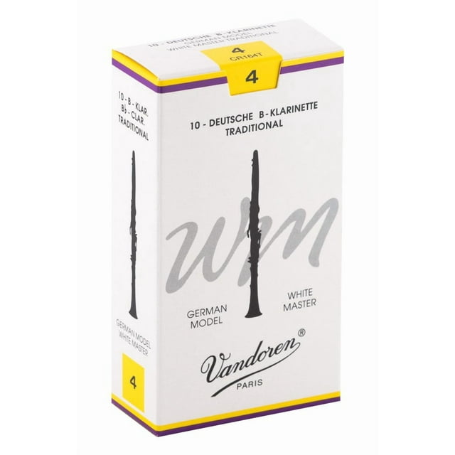 Vandoren CR164T Bb Clarinet White Master Traditional Reeds Strength 4; Box of 10