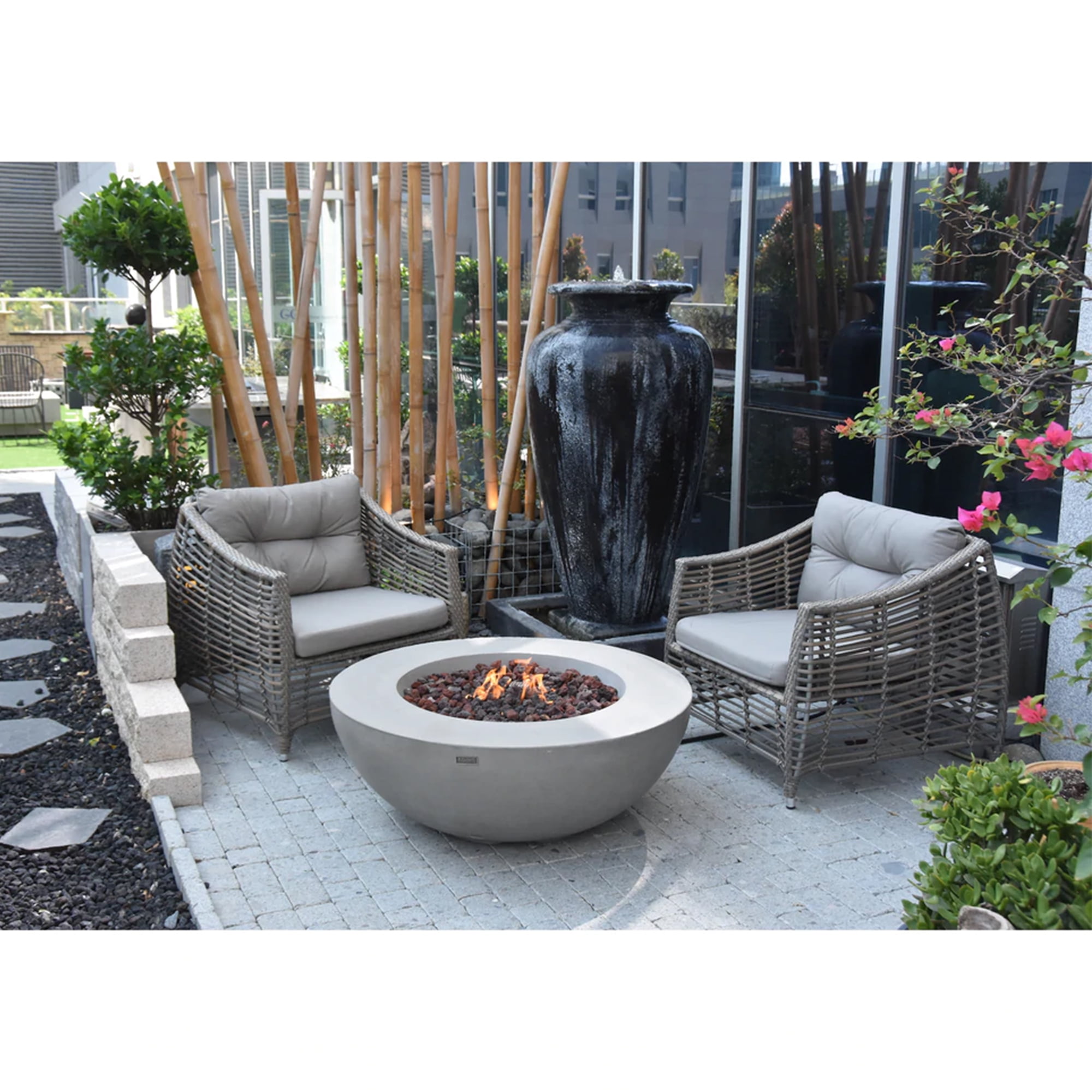 Elementi Liquified Petroleum Lunar Bowl Fire Pit w/ Auto Ignition