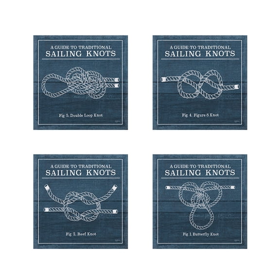 Great Art Now Vintage Sailing Knots by Mary Urban 4 Piece Print Art Set Each 12W x 12H