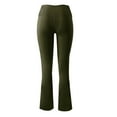 thumbnail image 3 of Huesdet Flare Leggings for Women, Crossover Yoga Pants with Pockets Bootcut Flared Leggings Army Green,M, 3 of 7