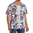 thumbnail image 3 of Kuqiui Baby Cow Print Men's Button Down Shirts Short Sleeve Casual Shirts Hawaiian Shirts Vacation Wedding Shirts with Pocket-Small, 3 of 5