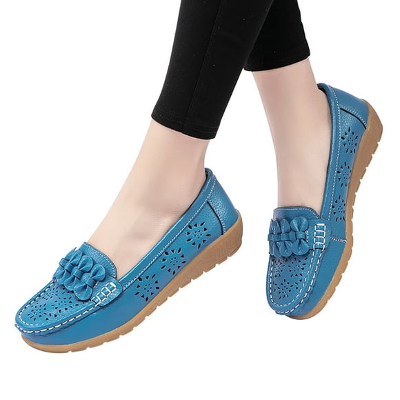 Xysaqa Go Walk Shoes for Women, Running Shoes for Women Women's Casual Single Shoe Cowhide Peas Mom Shoes Cowhide Soled Hollowed Out Shoes Work Office Shoes Womens on Clearance