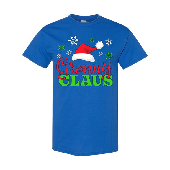 Inktastic Granny Claus with Christmas Santa Hat and Snowflakes T-Shirt