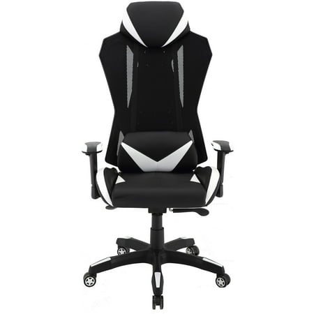 UPC: 0192487079126 | Hanover Commando Ergonomic High-Back Gaming Chair in Black and White with Adjustable Gas Lift Seating and Lumbar Support