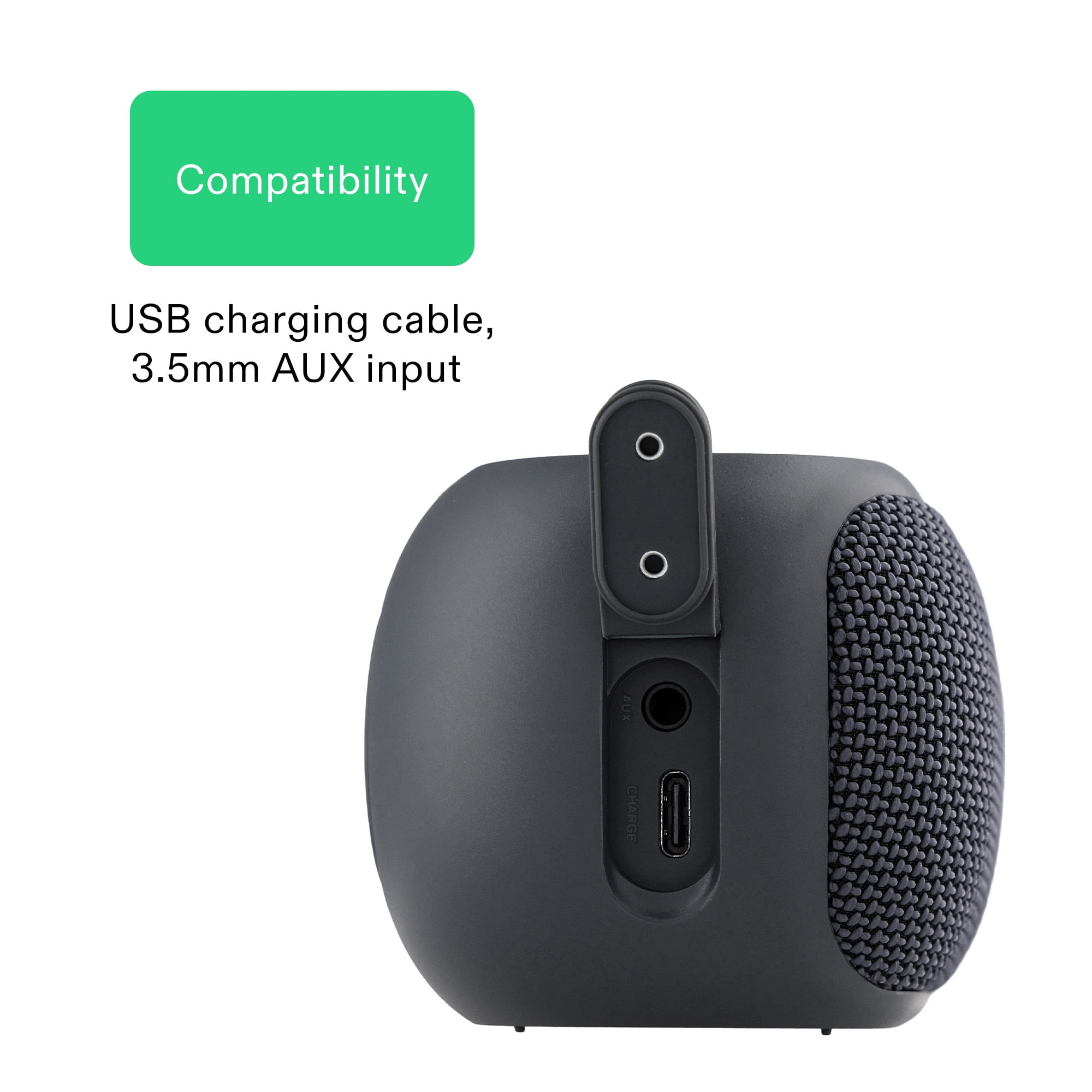 onn Small Rugged Speaker with Bluetooth Wireless Technology, Graystone