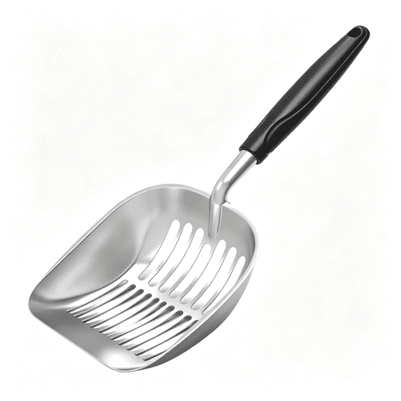 ACDANC Cat Litter Scoop,Aluminum Alloy Sifter,Kitty Metal Scooper,Deep Shovel,Long Handle,Poop Sifting,Kitten Pooper Lifter,Durable,Heavy Duty,For Litter Box (Big-Black)