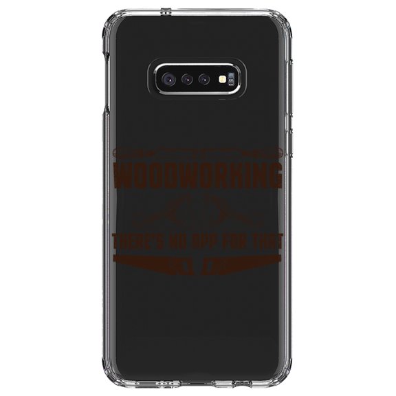 DistinctInk Clear Shockproof Hybrid Case for Samsung Galaxy S10e (5.8" Screen) - TPU Bumper Acrylic Back Tempered Glass Screen Protector - Woodworking - There's No App For That
