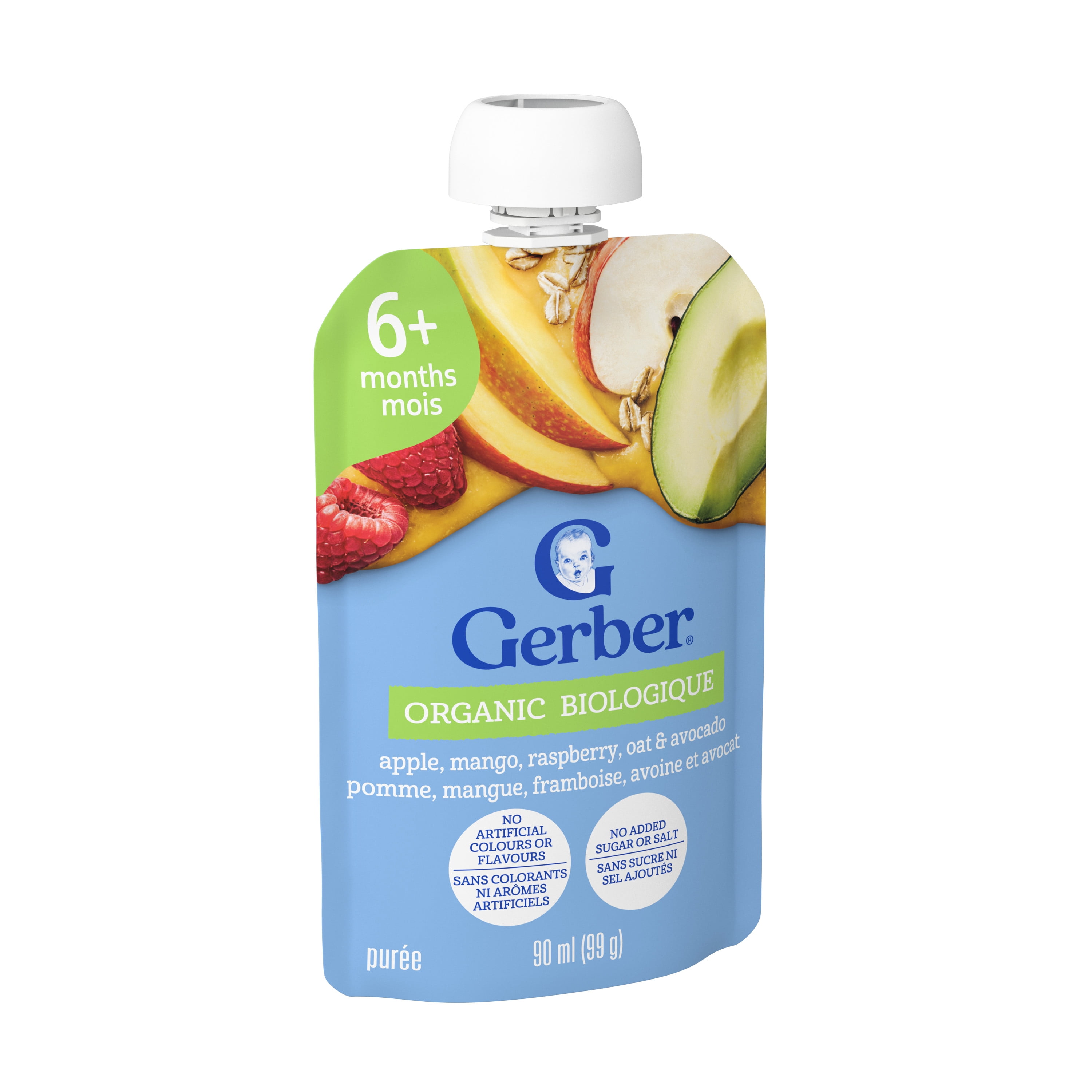 GERBER Organic Baby Purée Apple Mango Raspberry Avocado Oat