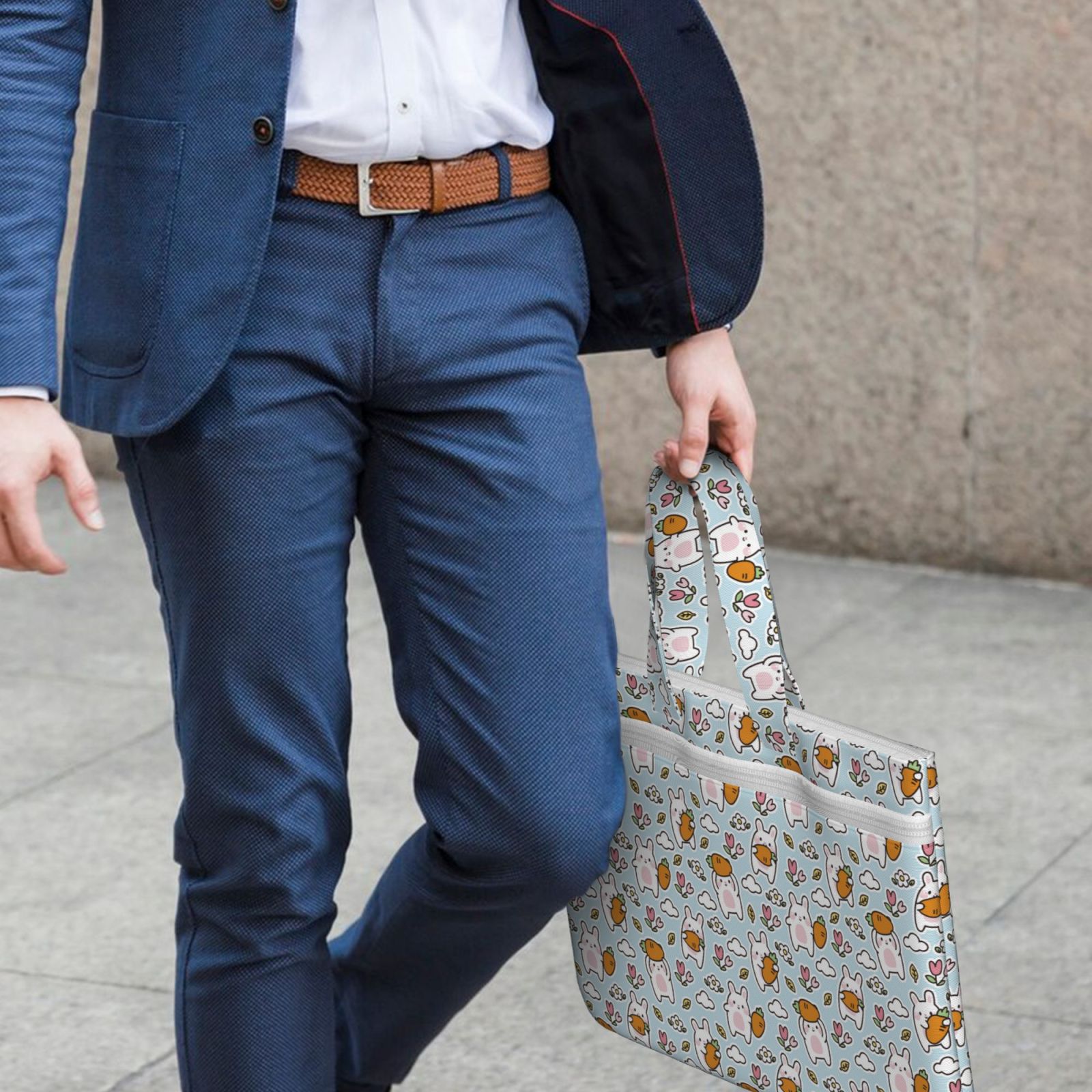 Kdxio Cute Rabbit Hold Carrot File Tote Document Bag Business Briefcase Bag Document Organizer Tote Briefcase for Letter A4 Files Business Teacher Office Bag