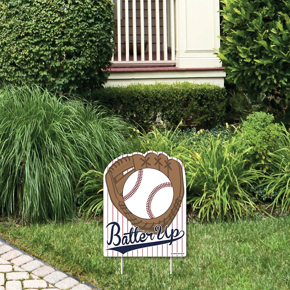 Batter Up - Baseball - Outdoor Lawn Sign - Baby Shower or Birthday Party Yard Sign - 1 Piece