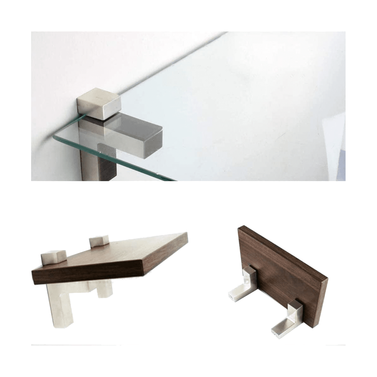 4Pcs Solid Metal Adjustable Wood/Glass Shelf Bracket Wall Mount, Brushed Silver