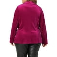 thumbnail image 3 of GRACE & GRANDEUR Women's Plus Size Peplum Blazer Long Sleeve Button Notched Lapel Velvet Jacket 1X Hot Pink, 3 of 6