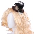 thumbnail image 3 of ZPAQI Women Halloween Gothic Mini Top Hat Steampunk Gears Chain Feather Flower Fascinator Hair Clip Victorian Cosplay Costume, 3 of 11