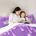 thumbnail image 4 of Erosebridal 3D Princess Crown Twin Comforter Sets,Purple Sequin Print Bedding Set For Girls Kids 2 Pieces, 4 of 7
