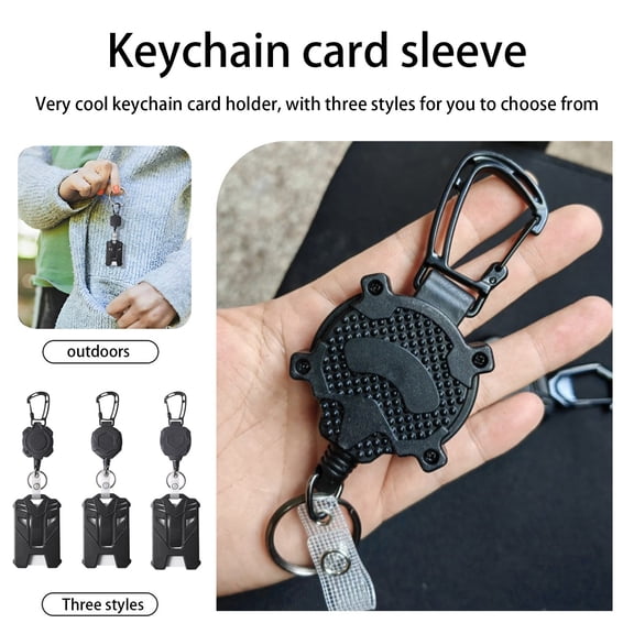 Durable Retracting Key Holder, Professional ID Badge Clip with Wire Rope, Heavy Duty Retractable Keychain & Card Carrier for Security & Convenience