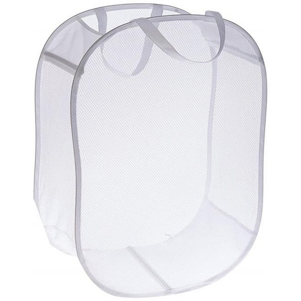 Whitmor 6368-8357-WHT 17 x 17 x 15 in. White Mesh Pop & Fold Laundry Basket  