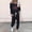 Black, variant on asdoklhq Warm Pajamas for Women Fashionable Loose Printed Long Sleeved Round Neck Drawstring Casual Set Black 2X