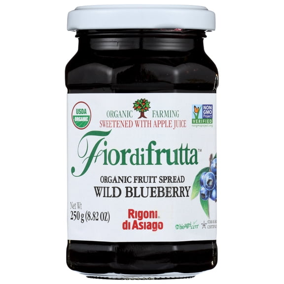 Fiordifrutta Organic Fruit Spread Wild Blueberry Fruit Spread Wild Blueberry, 8.82 Oz