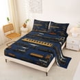 thumbnail image 2 of Castle Fairy Classic Steam Train Bed Sheets 4pcs for Teens, Vintage Locomotive King Sheets for Bedroom, Dark Blue Brown, 2 of 6