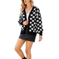 thumbnail image 2 of Diconna Open Front Knit Sweater Dot Print Long Sleeve V-neck Cardigan, 2 of 9