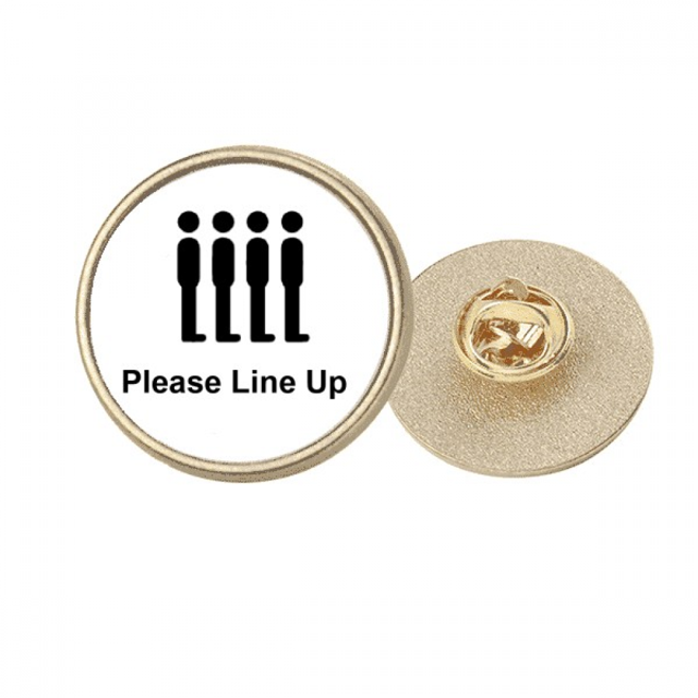 Por favor, hasta la linea símbolo negro Broche de oro metálico circular