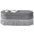 thumbnail image 5 of Oval Tapizado Almacenamiento Otomano con Fringe Trim & Lift-Top Tapa - 39 "L x 16" W x 17" H, 5 of 5