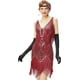 thumbnail image 3 of Vestido estilo flapper de los años 20 con cuello en V para mujer, vestido rugiente de los años 20, gran Gatsby para fiesta, 3 of 5