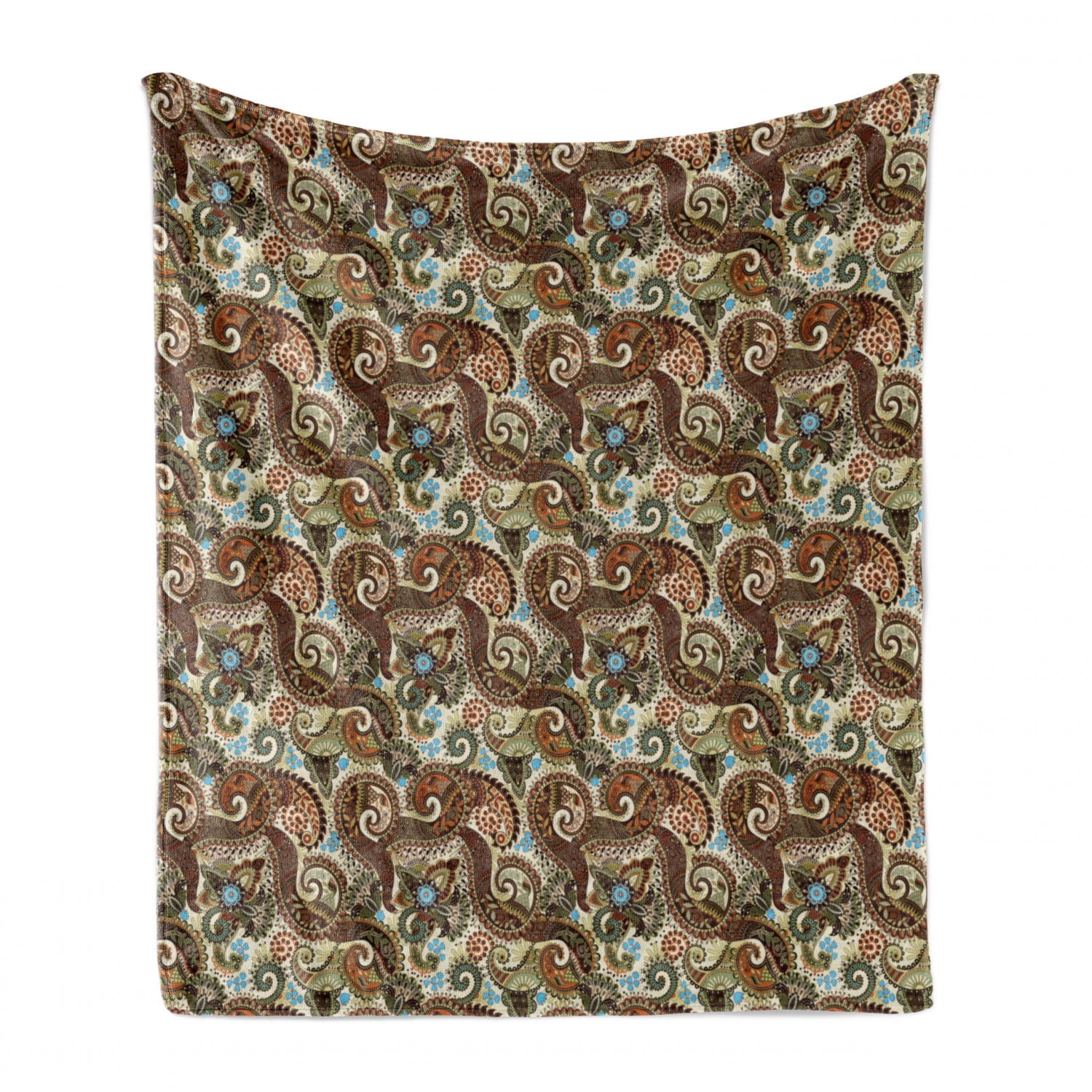 Paisley Soft Flannel Fleece Throw Blanket, Flower Blossoms in Style