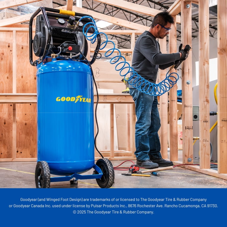 Goodyear 26 Gallon 175 PSI Super Quiet Oil Free Electric Vertical