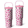 thumbnail image 2 of 1pc 30oz Tumbler with Straw & Handle - Insulated Stainless Steel Cup | Holiday Gift for Man Women (Christmas, Valentine's, Birthday), 2 of 7