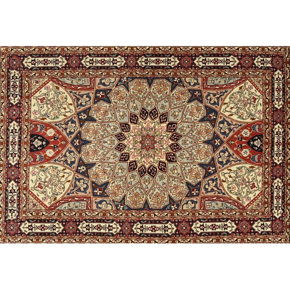 Ahgly Company Machine Washable Indoor Rectangle Traditional Sand Brown Area Rugs, 2' x 3'