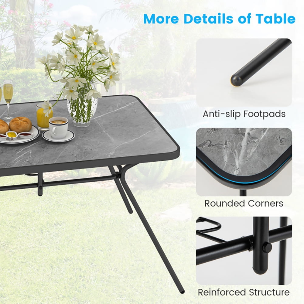 Aimee Lii 49 Inch Patio Rectangle Dining Table with Umbrella Hole, Outdoor Patio Furniture, Gray Aimee Lii 49 Inch Patio Rectangle Dining Table with Umbrella Hole, Outdoor Patio Furniture, Gray