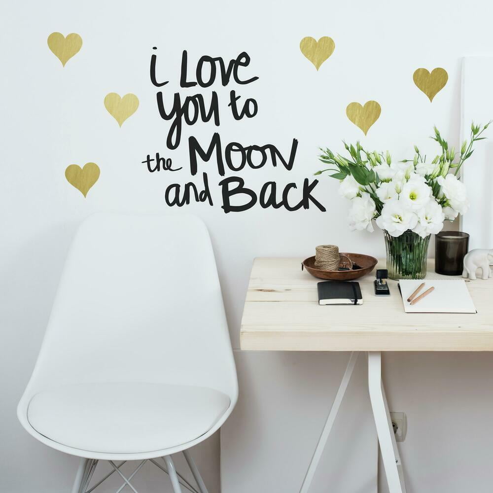 Roommates Love You to the Moon Quote Peel and Stick Wall Decals, 4.6