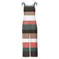 thumbnail image 4 of up to 60% off Gifts Usmixi Jumpsuits for Women Fashion Loose Wide Leg Adjustable Strap Cotton Linen Pocket Baggy Jumpsuits Overalls Summer Formal Striped Print Crewneck Sleeveless Long Rompers Red l, 4 of 4