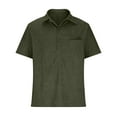 thumbnail image 2 of WREESH Men's Casual Button Down Shirts Loose Short Sleeve Solid Color Comfortable Turndown Collar Shirts Olive Green, 2 of 5