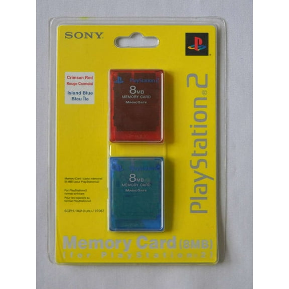 PS2 Memory Card 8MB 2PK Red/Blue Sony