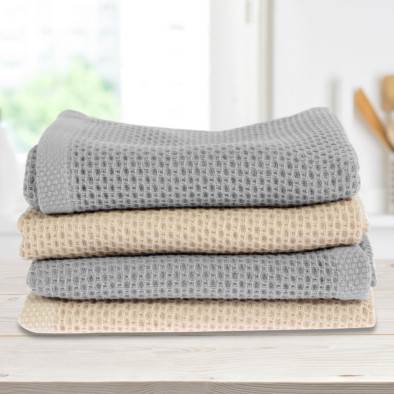 Ktcina Kitchen Dish Towels, Set of 4 Highly Absorbent Cotton Soft Dish