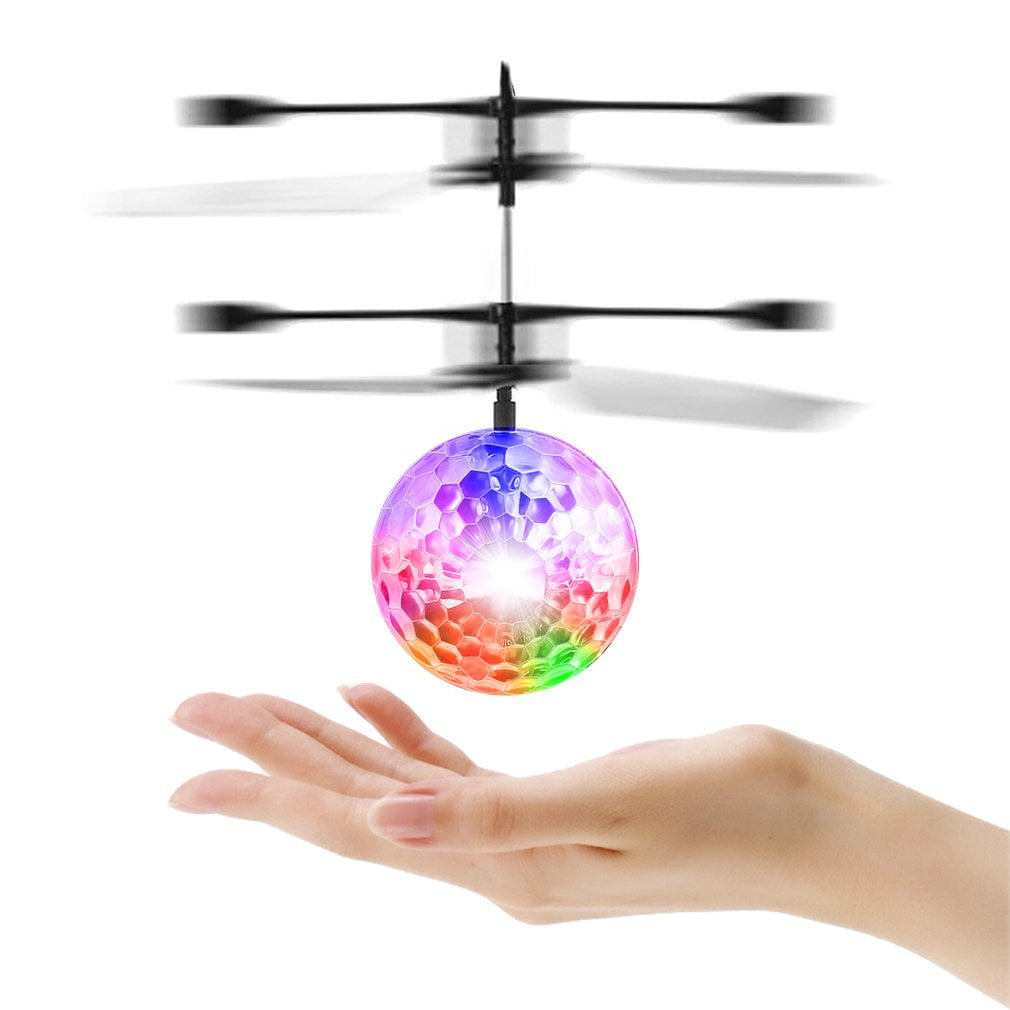 Induction Colorful LED Flash Light Flying Ball Helicopter Toy Up Down for Kids 